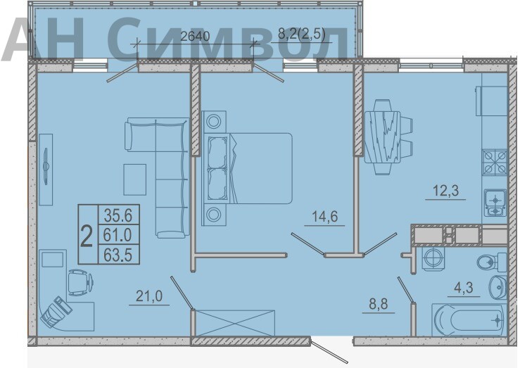 Продажа 2-комнатной новостройки, Новороссийск, улица Куникова,  дом 55