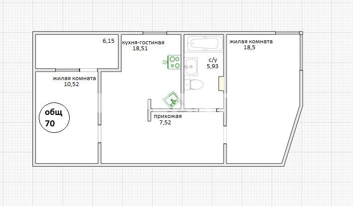 2-комн. квартира · 67 м² · 11/17 этаж