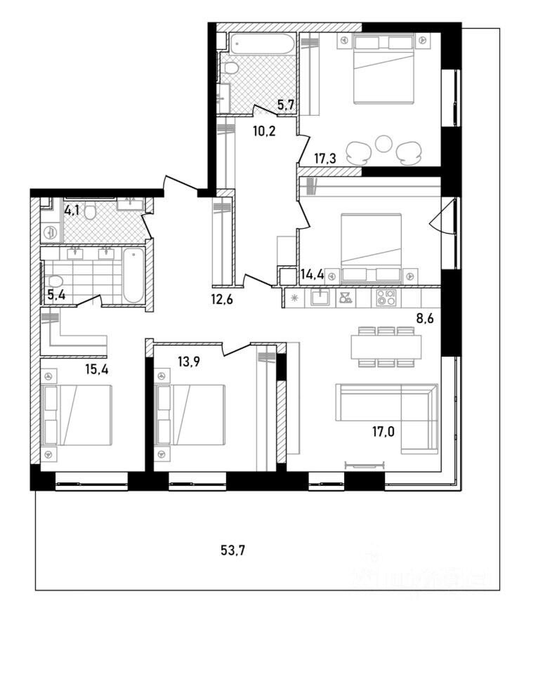 5-комн. квартира, 141 м²