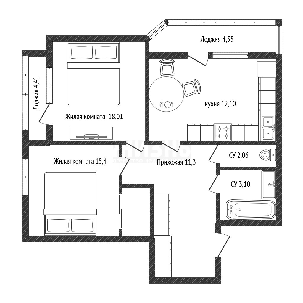 2-к. квартира, 62 м², 23/24 эт. — фото 44