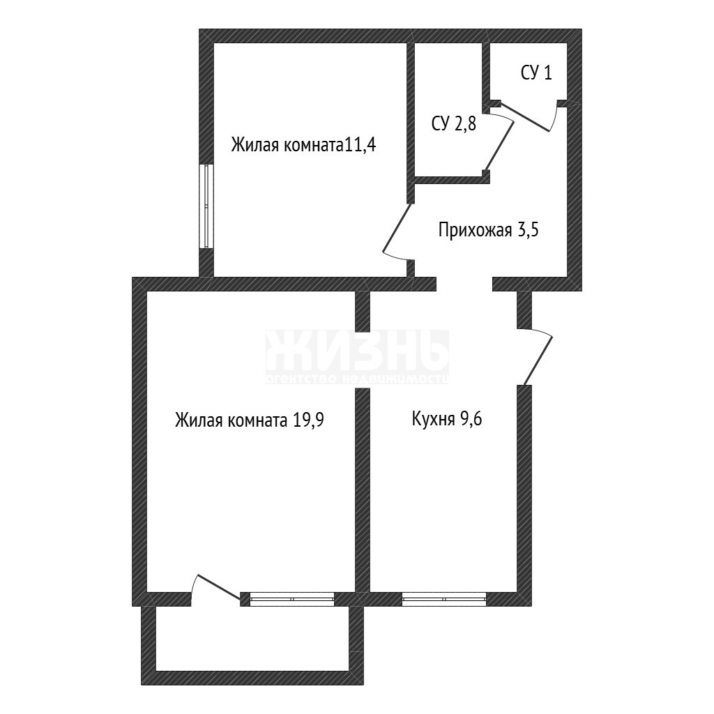 2-к. квартира, 52.7 м², 2/12 эт. — фото 28