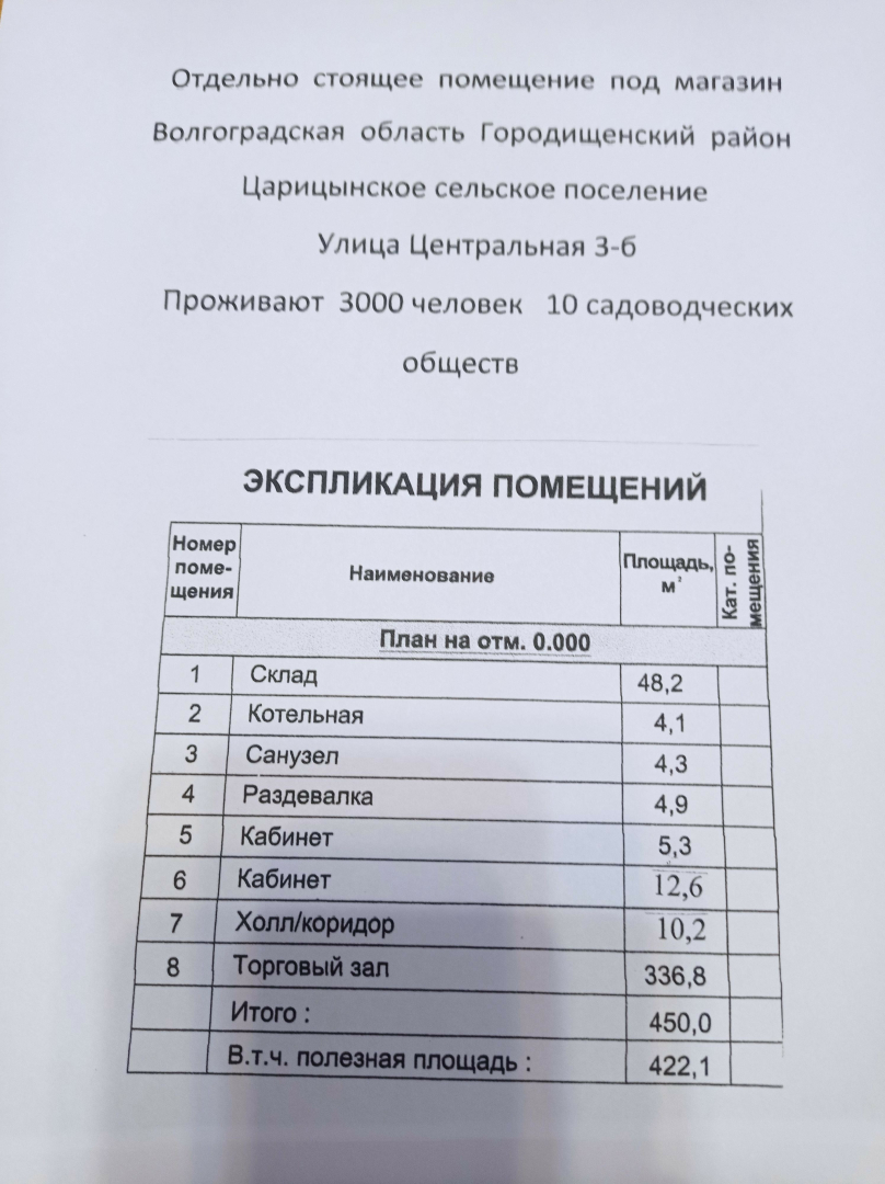 Продажа коммерческой недвижимости, 450м <sup>2</sup>, Царицын, улица Придорожная(ВОЛТА),  дом 3